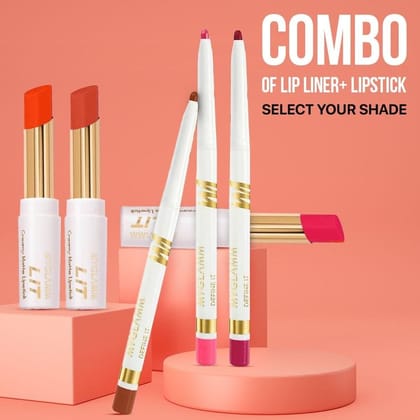 MyGlamm Combo of Define It Lip Liner + LIT Creamy Matte Lipstick | Creamy, Matte Finish, Lip Liner & Long Lasting, Creamy, Slim Lipstick