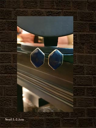 Ink blue hexagon shaped natural stone studs