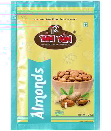 YUM YUM 100% Natural Californian Almonds 200g / Badam Dry Fruits