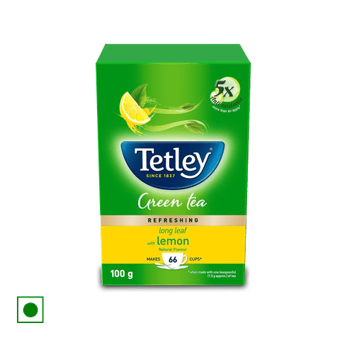 Tetley Long Leaf Green Tea - Lemon, 100 gm Pack