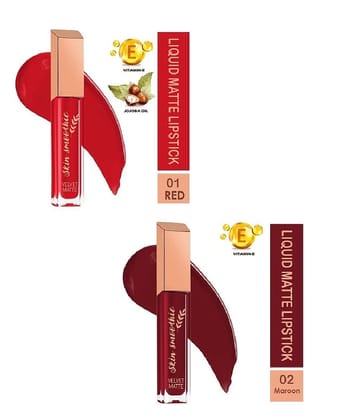 SKIN SMOOTHIE Matte Liquid Lipstick Set, Long Lasting & Waterproof 3ml each (Pack of 2)
