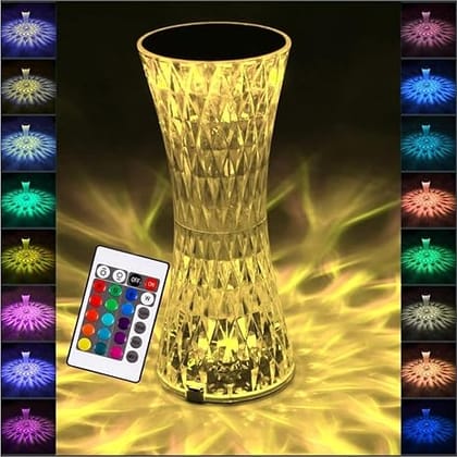 SMARTCAM Crystal Table Lamp Rose Lamp with Touch Control, 16 Colors Changing RGB Night Light, USB Rechargeable Battery LED Lamp for Bedroom,Living Room,Party Dinner,Home Decor (Damru, Medium)