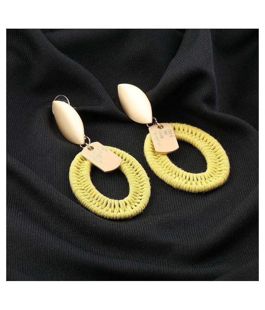 SILVER SHINE  Designer Partywear Unique Yellow Colour Earring For Girls and Women Jewellery - Yellow