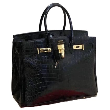 Styles Shiny Alligator Pu Leather Handbag For Women-Black