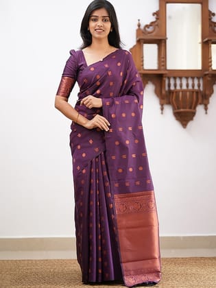 Ethnic Motifs Woven Design Zari Banarasi Saree