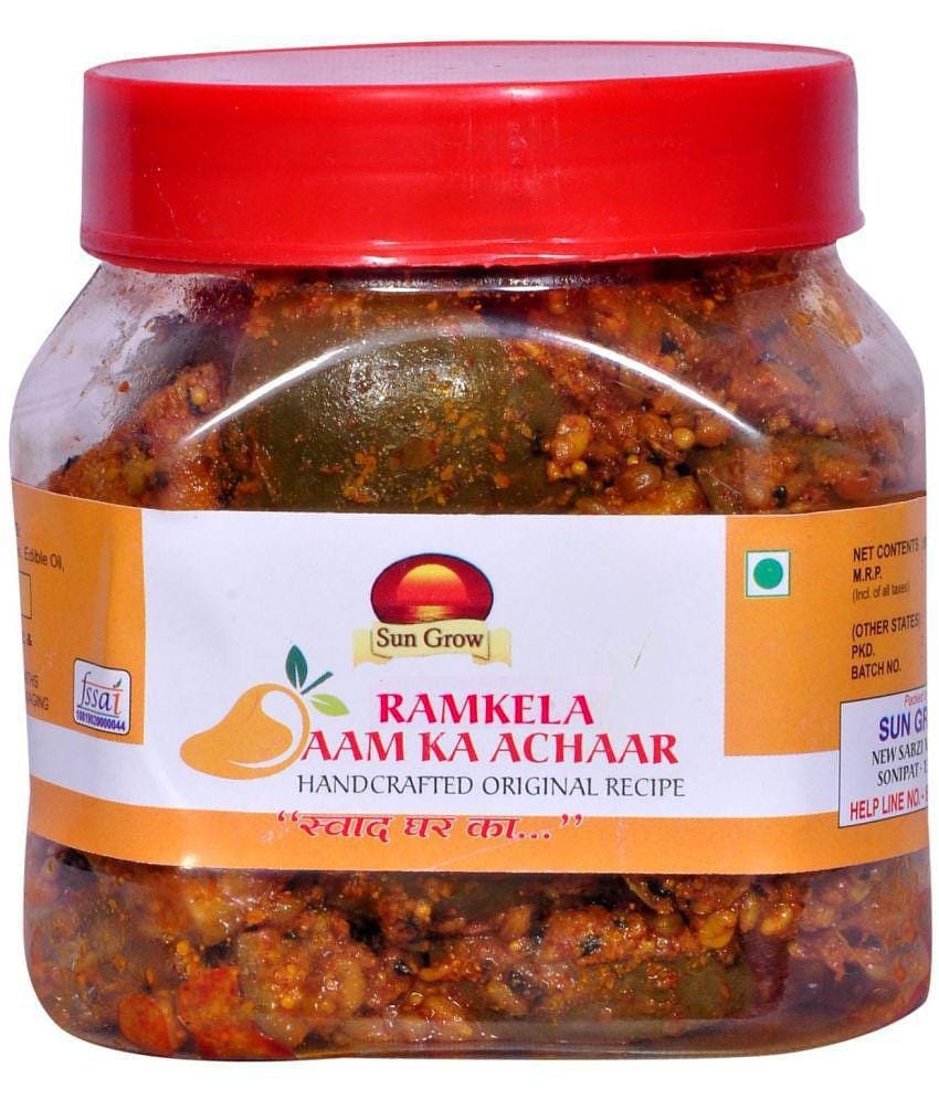 Sun Grow Fresh khada Masala Se Bana Organic Ramkela Rajasthani Mango Pickle Masaledar Raw Mango(Kairi) Pickle 500 g