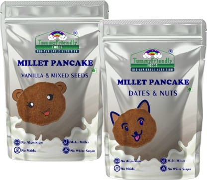 TummyFriendly Foods Millet Pancake Mix - Dates, Nuts, Seeds. Healthy Breakfast, 150 gm Each Cocoa Powder (Pack of 2)