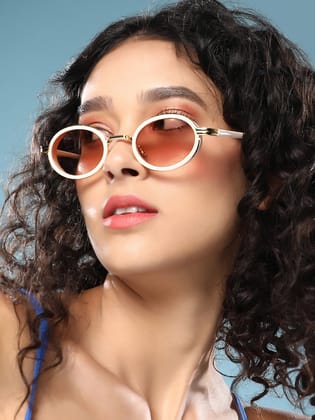 The Malibu Block Oval Sunglass - Off-White-Sunglass