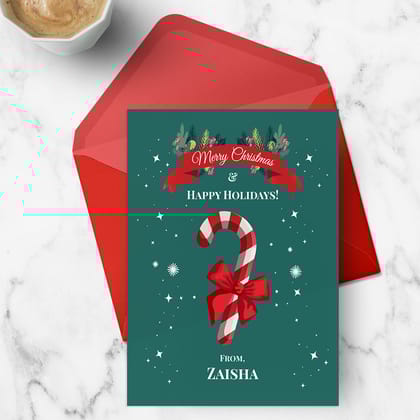 Candy Cane Christmas Greeting Card