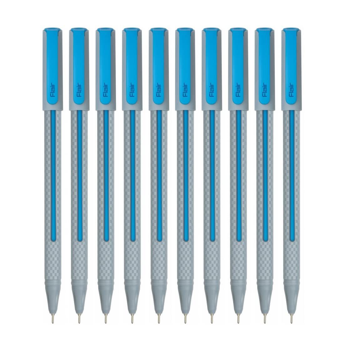 FLAIR Yolo 0.6mm Ball Pen, Blue Ink, Pack of 10 Pens