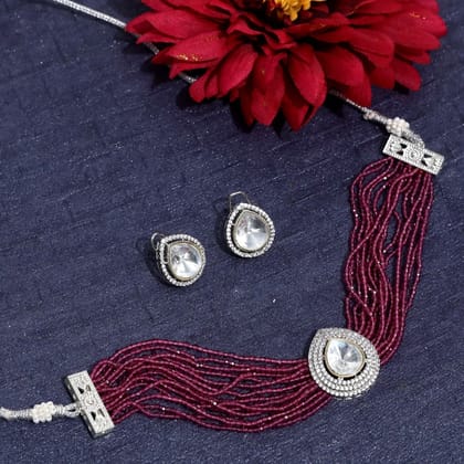Rowan Choker Necklace Set With Dori-Pink
