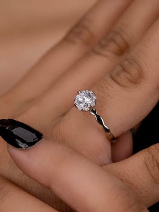 Dazzling Solitaire Ring-Silver