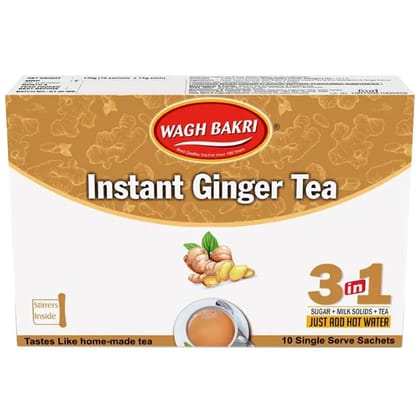 Wagh Bakri Instant Ginger 3 In 1 Tea, 140 gm (10 Sachet X 14 gm Each)