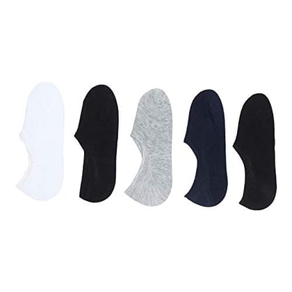 HAYBERG Unisex Cotton Non-Slip Low Cut Ankle Multi-Colored Running Socks With Anti Slip Silicon Grip Combo Pack Of 5(Free Size)