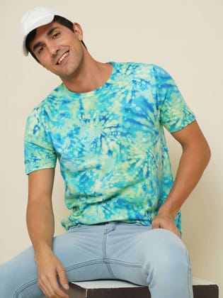 Tye & Dye Crew Neck Printed T Shirt-M