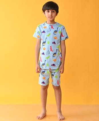 SKY DINOSAUR FUN SLEEPWEAR SHORT SET - SKY-0-6 MONTHS / 2N / SKY