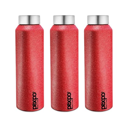 PEXPO Stainless Steel Fridge Water Bottle, 1000 ml, Pack Of 3 Red, Vertigo | Eco-Friendly Water Bottle Suitable For Adults & Kids