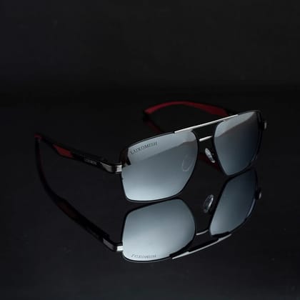 Magnus Polarized Square Sunglasses for Men Silver Lens Black Frame