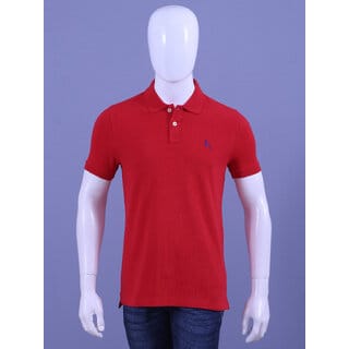 REDLINE MENS RED EMBROIDERED POLO T-SHIRTS