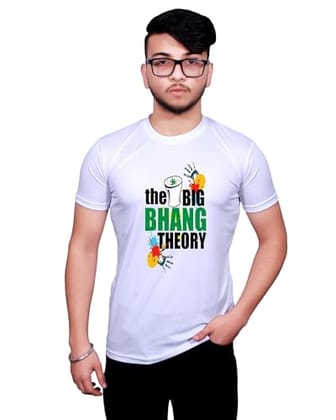 NITYANAND CREATIONS Round Neck White Holi T-Shirt for MEN-HOLI-T-SHIRT-11561-M