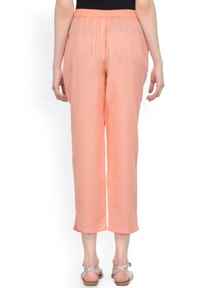 Women Pink Solid Relaxed Regular Fit Peg Trousers