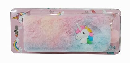 Unicorn Soft Pouch Unicorn Fur Cotton Pouch Multipurpose Unicorn Pencil Case Pencil Pouch for Girls Cute Fur Pouch Zipper Closer Storage Bag Travel Pouch Best Return Gift Pack of 1
