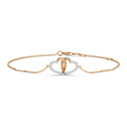ALL IN ONE Yellow Gold and Diamond Kissing Heart Strand Bracelet