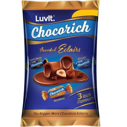 LuvIt Chocorich Eclairs Chocolate  Assorted 480 g Pouch