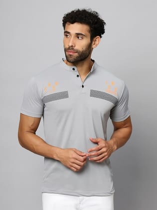 Henley Neck Printed Cotton T-shirt