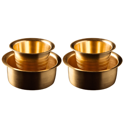 Brass Cup and Dabra - Set of 2 for Coffee/Tea