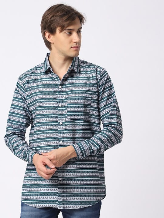 Men Classic Geometric Printed Casual Shirt