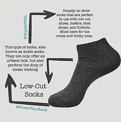 HAYBERG Men's Solid Colored Ankle Length Socks Made with 100% Combed Cotton & Spandex - Combo Pack of 6 | Ultra-breathable Combed Cotton Socks for Men | Size UK 7 to UK 11