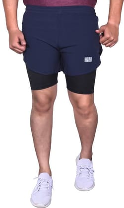 Solid Men Dark Blue Sports Shorts