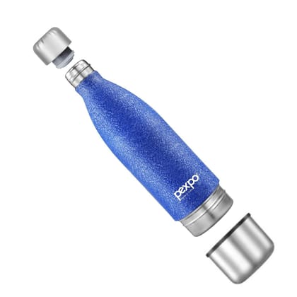 Pexpo Stainless Steel Fusion Vacuum Insulated Hot & Cold Water ISI Certified Flask 750 ml, Blue | Keeps Drinks Hot/Cold for 24+ Hours & Comes with a 250 ml Screw Cup