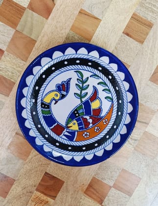 Gift Box with Handmade Jaipur Blue Pottery Plate - 8 inch diameter-8 Inches