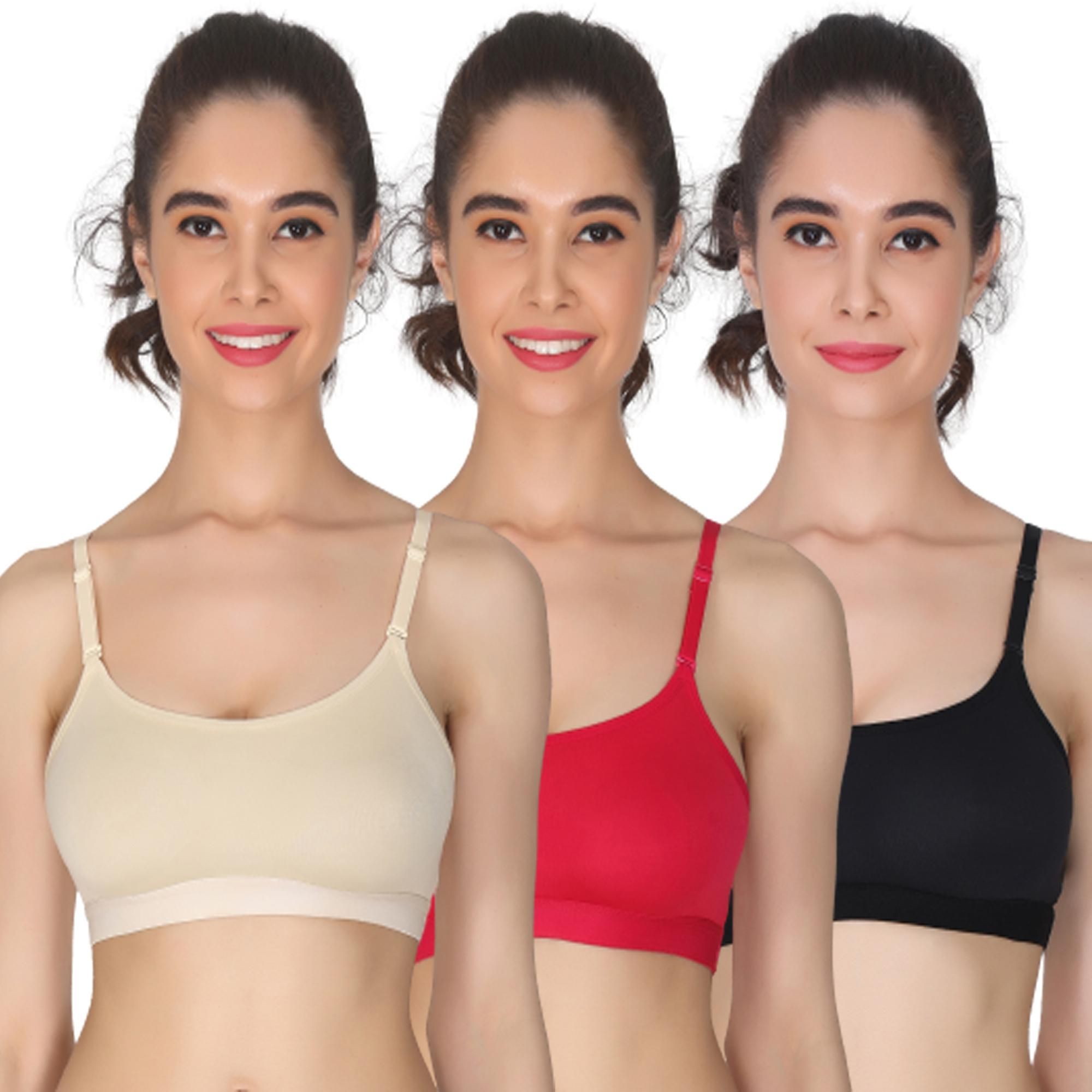 KGN RETINA Women and Girls Non Padded Sports Bra PACK OF 3