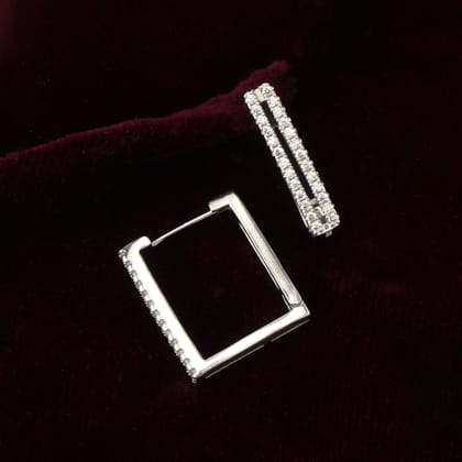 Zircon Box Hoops-Silver
