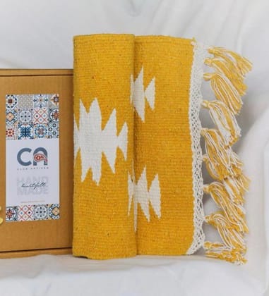 Set of Two Punja Dhurrie Placemats (Yellow)