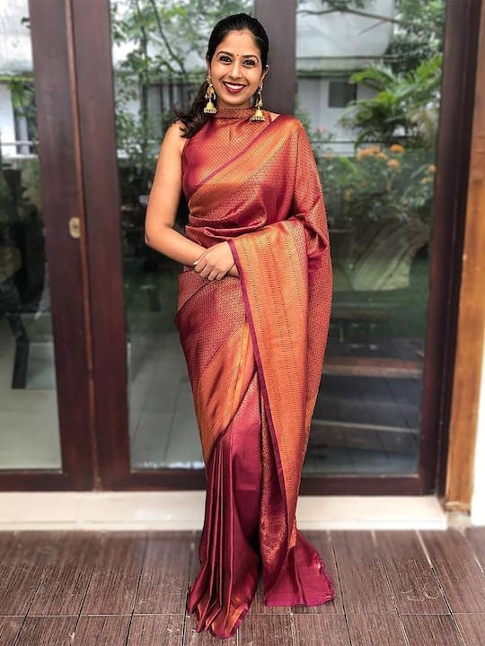 Ethnic Motifs Zari Silk Banarasi Saree