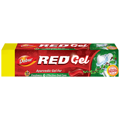 Dabur Red Gel Ayurvedic Toothpaste - Controls Bad Breath, Plaque, Gingivitis, Toothache, 150 G(Savers Retail)