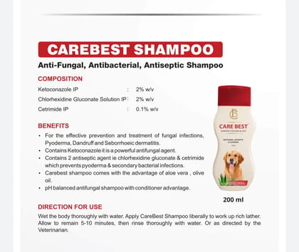 Sky Ec Carebest shampoo antifungal  shampoo for dogs and cats 200 ml