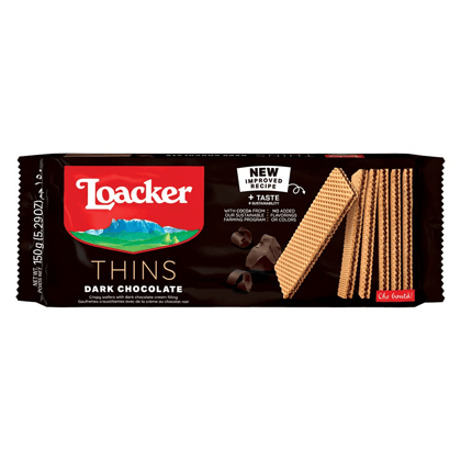 Loacker Thins Dark Chocolate Wafer Crispy, 150 gm