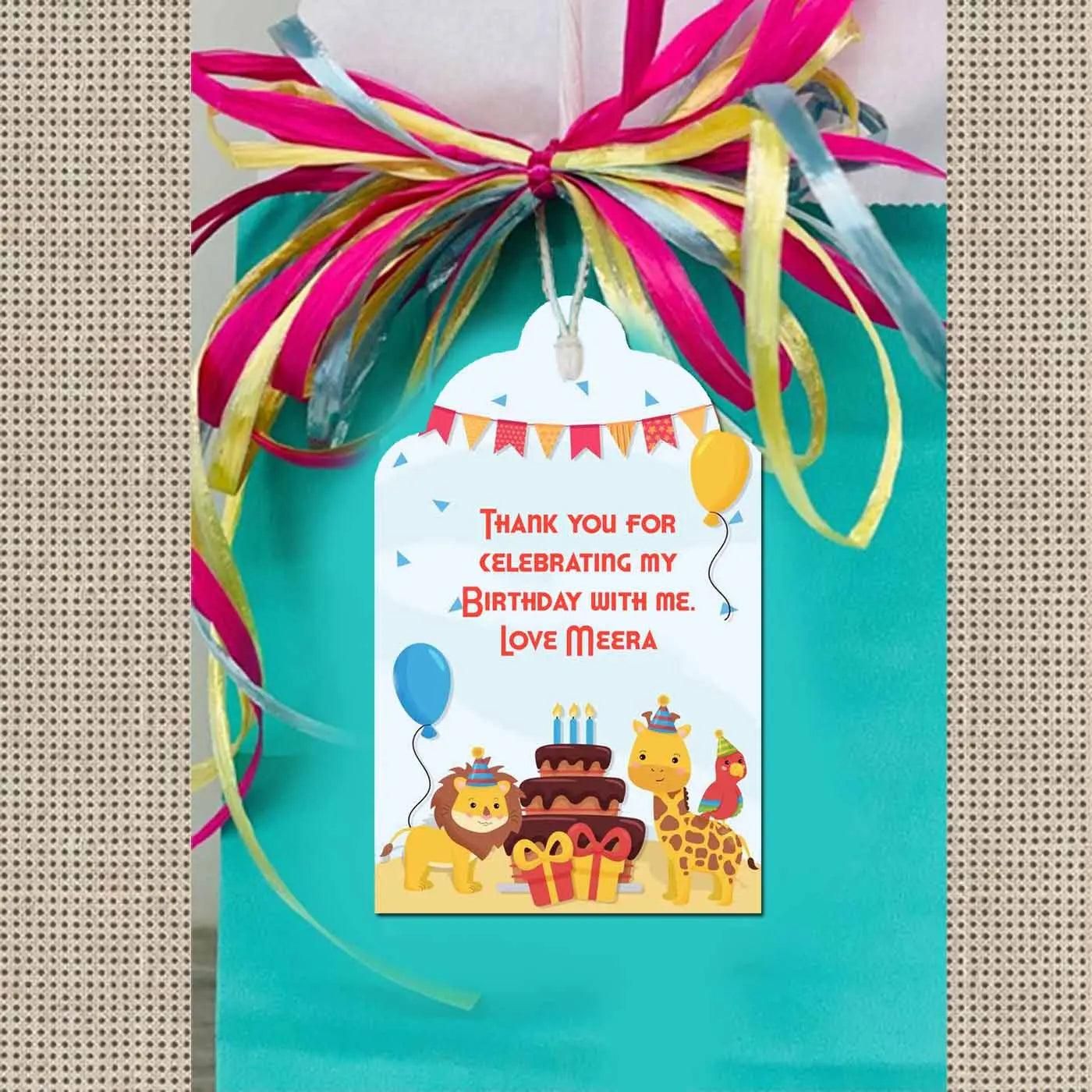 Personalised Thank You Cards - Sweet Safari - Set of 15-Thank you for celebrating my Birthday with me