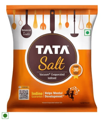 Tata Salt Vacuum Evaporated Iodised Salt - Helps Mental Development, 1 kg Pouch