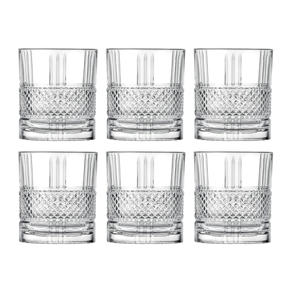 Crystal Whiskey Scotch Glass, Lowball Bar Glasses for Drinking Bourbon, Scotch Whisky, Cocktails, Cognac - Set of 6