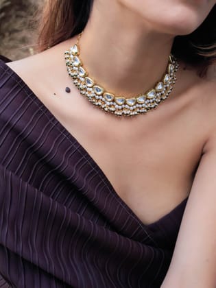 Diaz Green Kundan Choker Necklace-Green