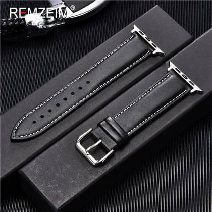 Leather Watch Band for Apple Watch SE 7/6/5/4 42MM / 44MM / 45MM / 49MM-45MM / Black