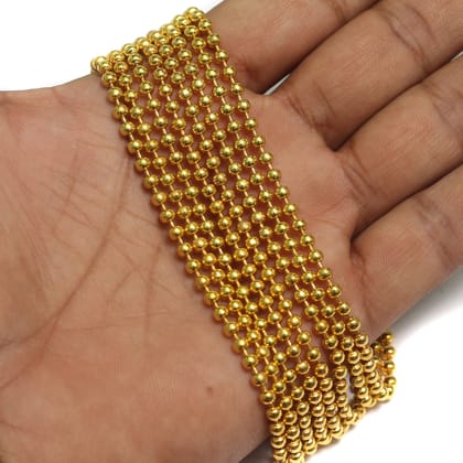 Metal Ball Chain Golden (Link size 3mm ) 2 Mtrs-Golden / 3mm / Iron