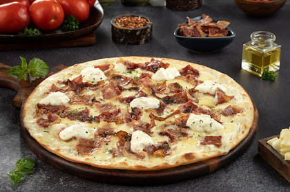 NY - Crispy Bacon White Sauce Pizza With Burrata Cheese __ 12 Inch