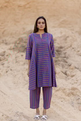 Rustic Indigo Stripes Co-ord Set-S